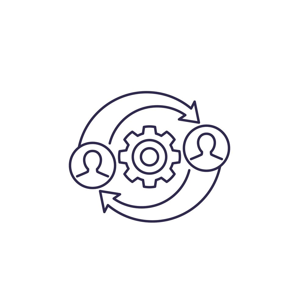 HR, management line icon on white vector