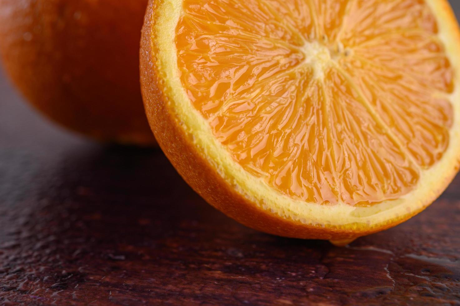 Macro image of ripe orange with small depth of field photo