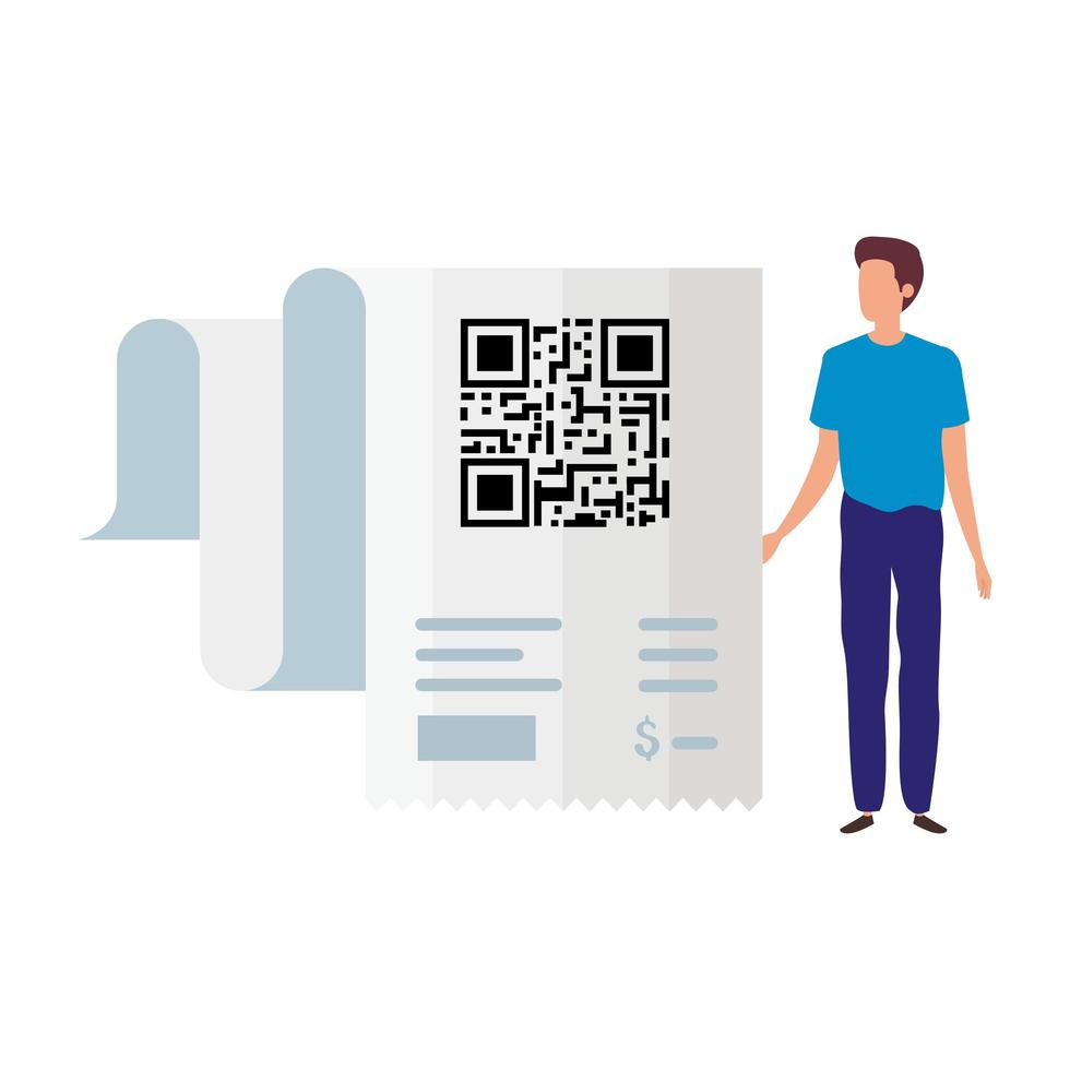 empresario con código qr en papel vale vector