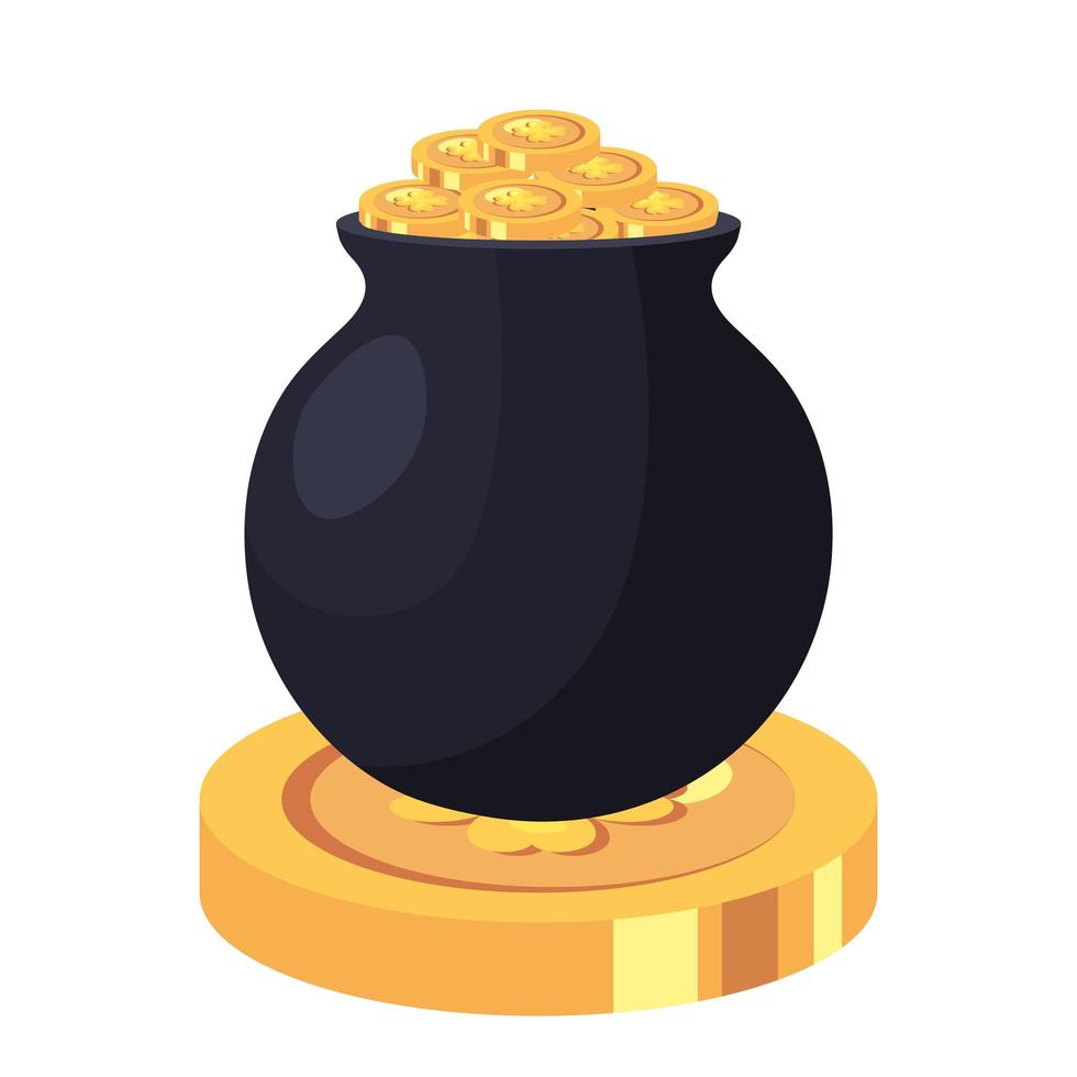 cauldron with coins isolated icon vector