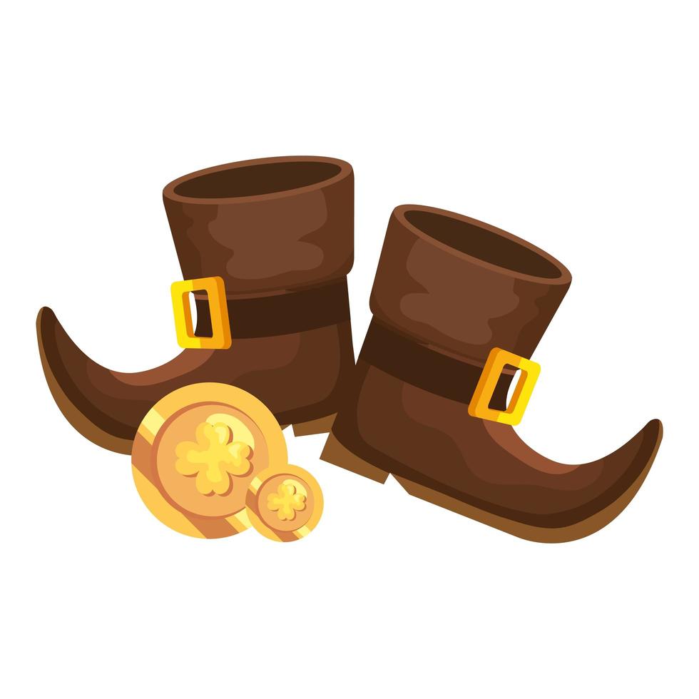 leprechaun boot with coins isolated icon vector