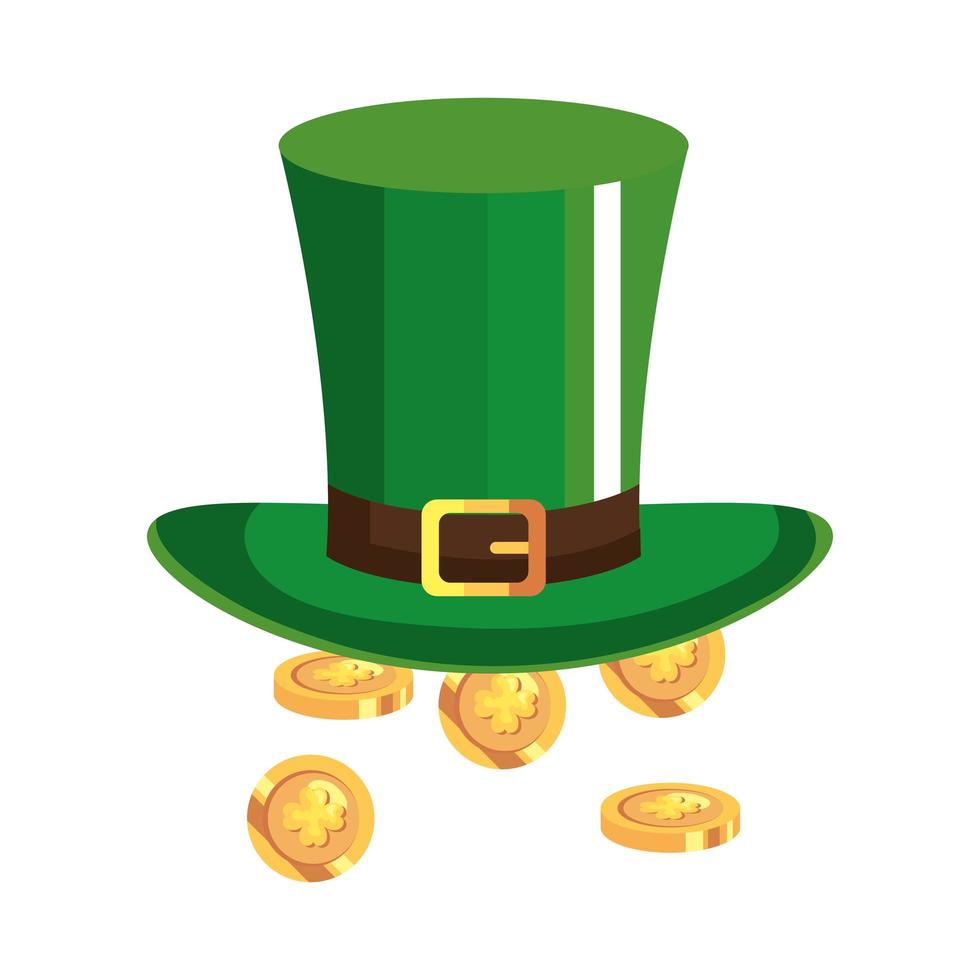 top hat leprechaun with coins isolated icon vector