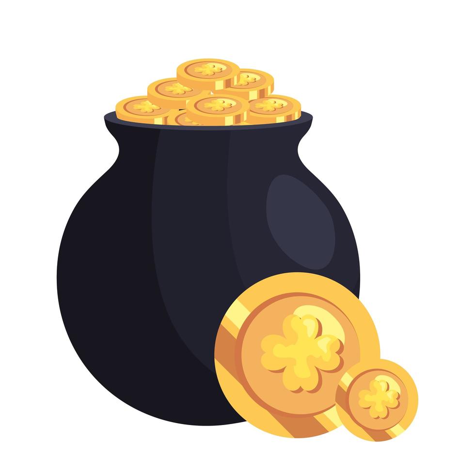 cauldron with coins isolated icon vector