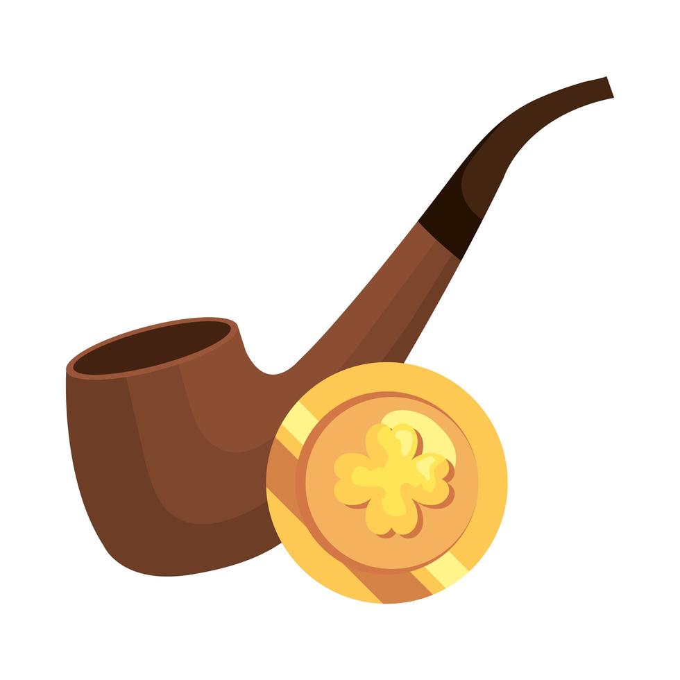 coin with clover with smoking pipe vector