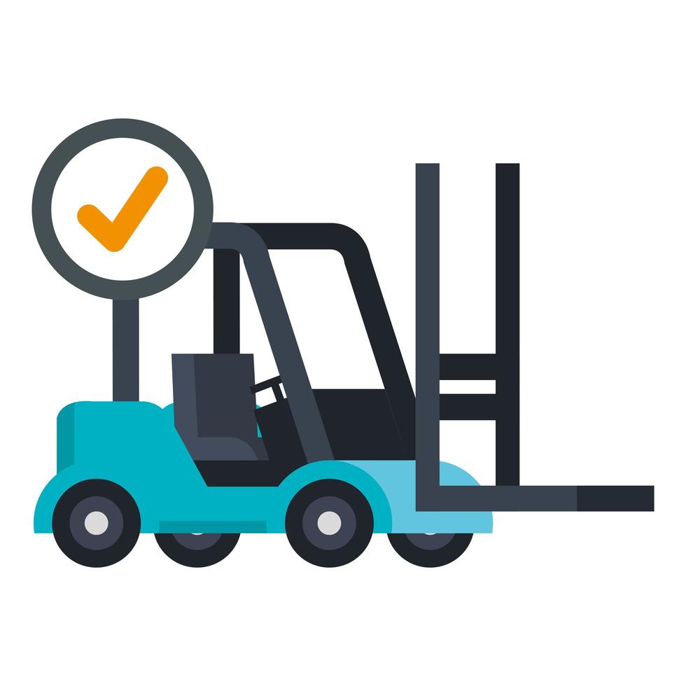 Isolated delivery forklift and check mark vector design