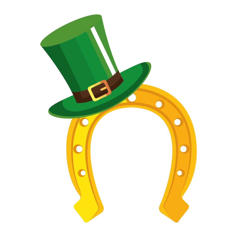 horseshoe with top hat leprechaun vector