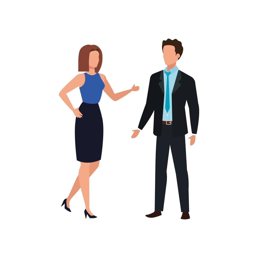 business couple elegant avatar character vector