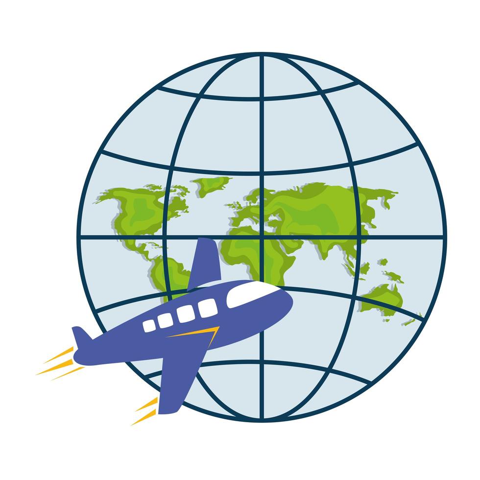 airplane and world map sphere vector design