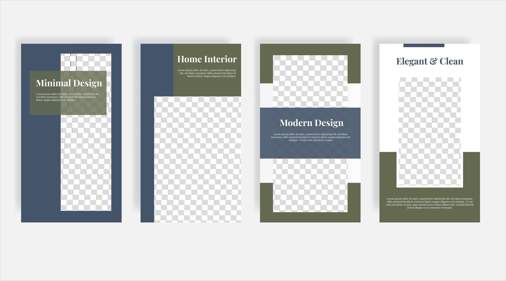 Minimal home interior social media stories template vector