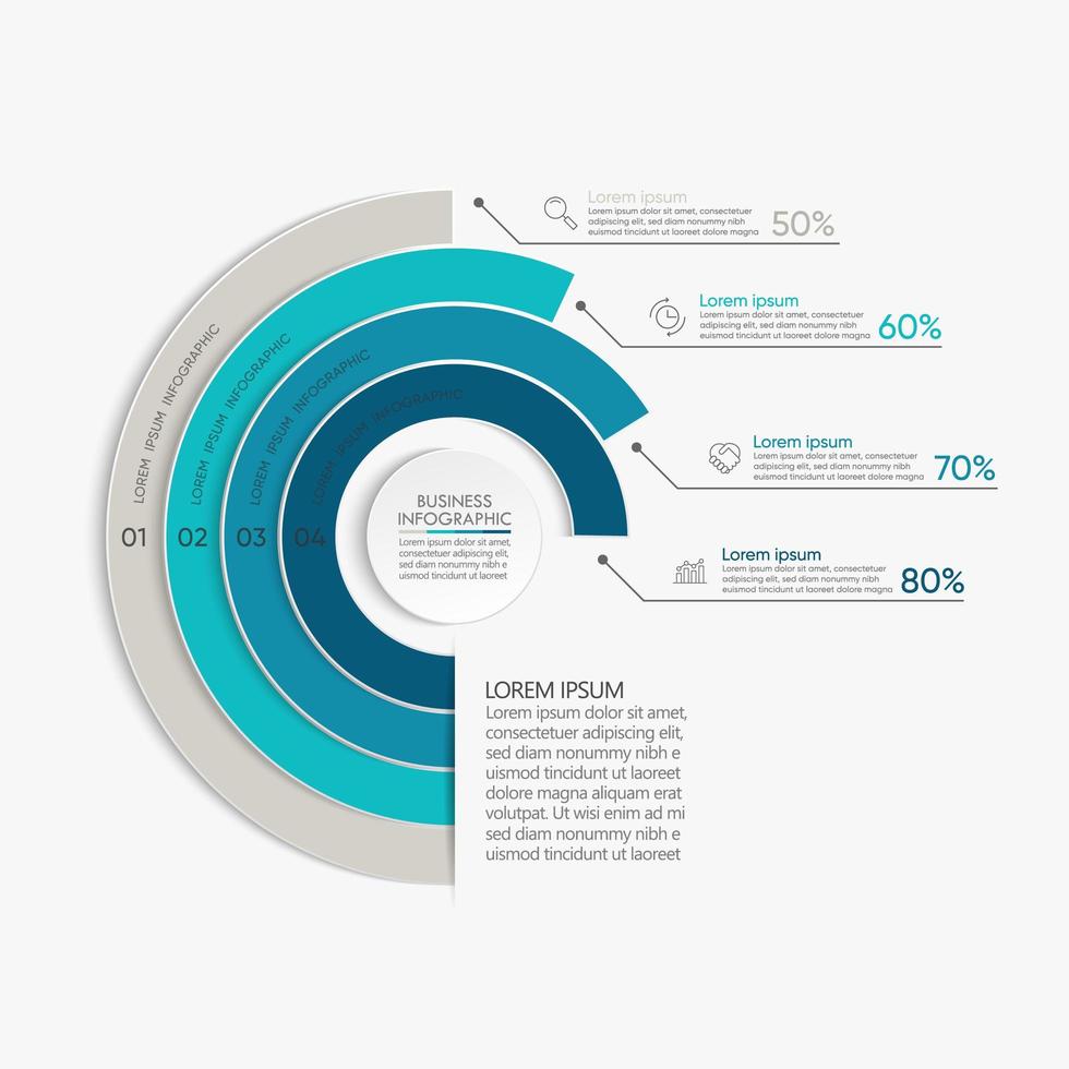 Plantilla de infografía de gráfico circular con 4 opciones. vector