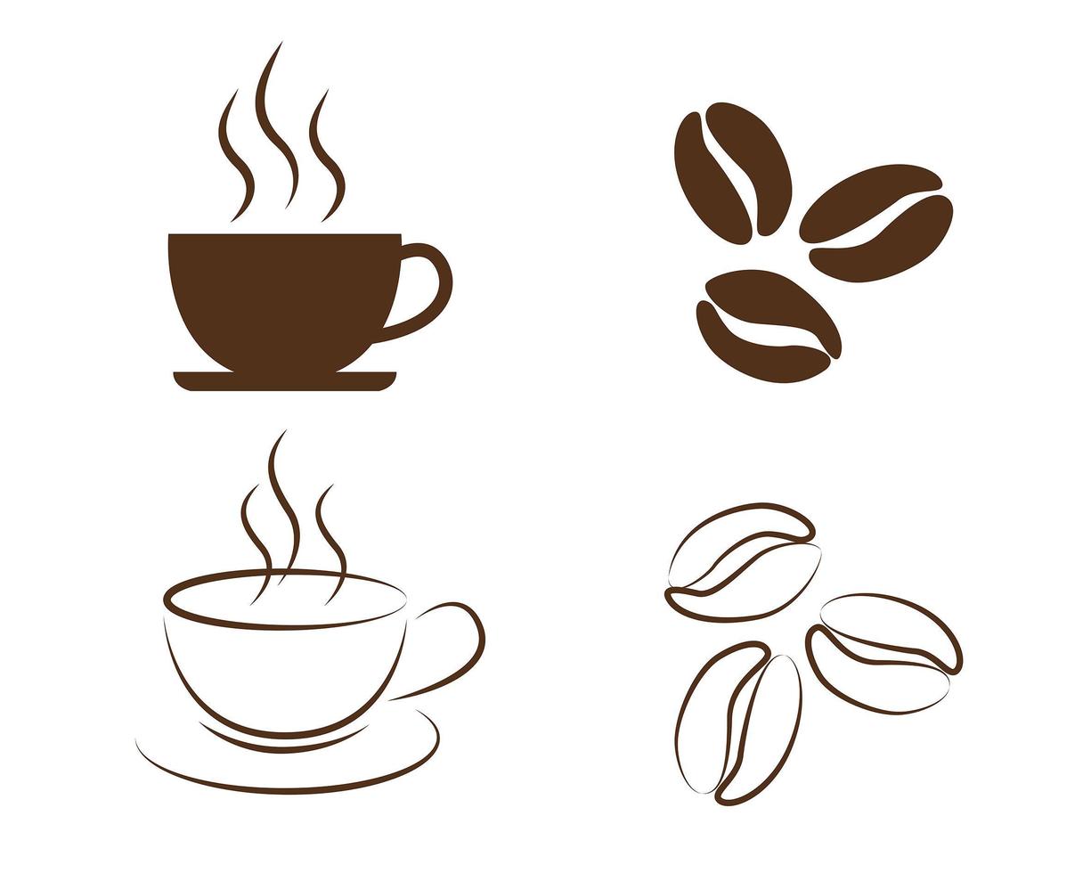 iconos de elementos de café vector