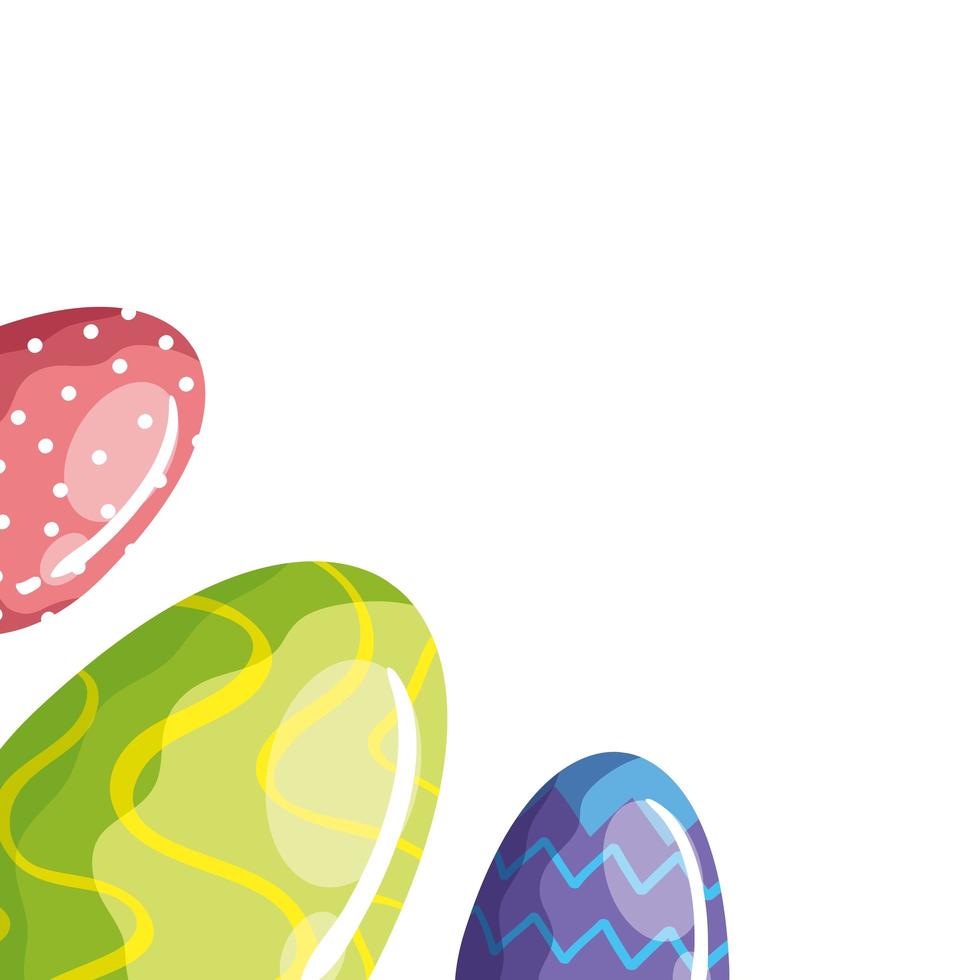 conjunto de lindos huevos de pascua decorados vector