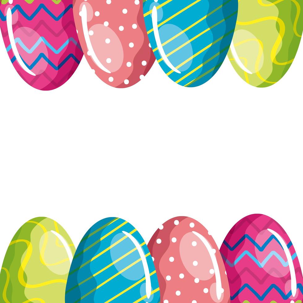 frame of cute eggs easter decorated vector