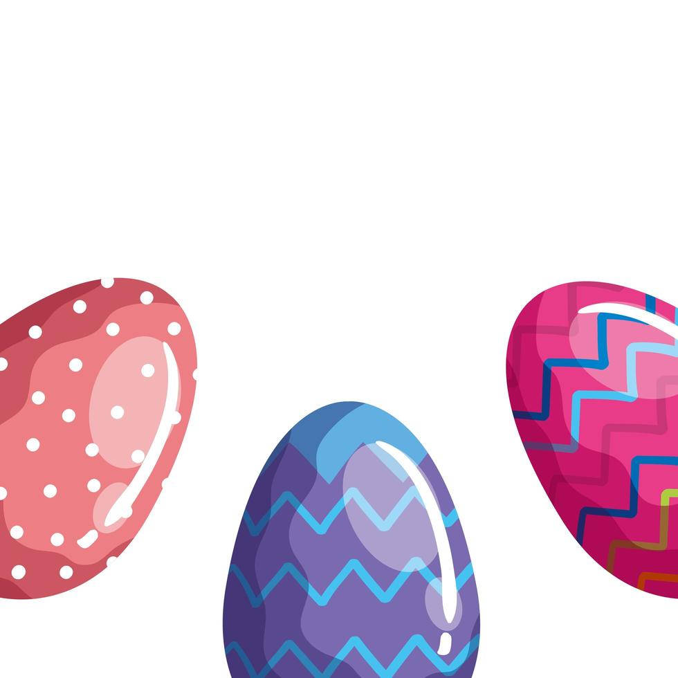 set of cute eggs easter decorated vector