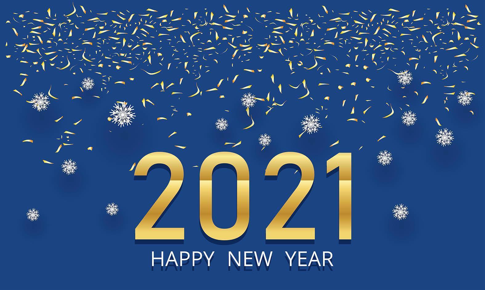 Happy new year golden metal numbers, vector design.