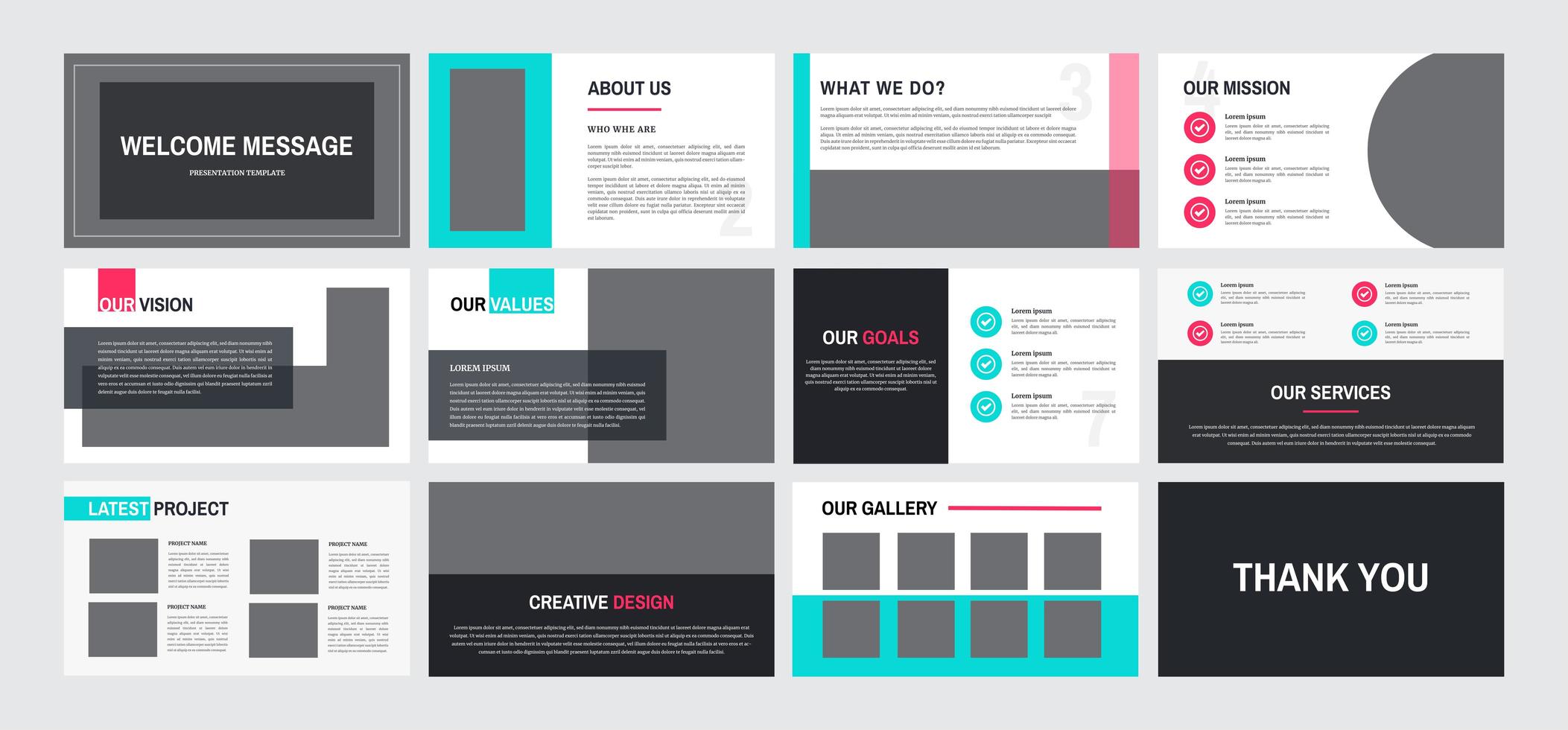 12 Page furniture design presentation template 1906712 Vector Art at