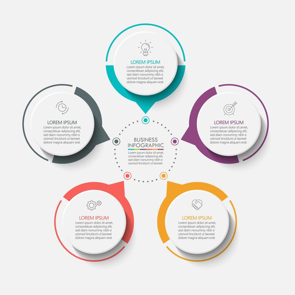 Circle infographic Design Template With 5 Options. vector