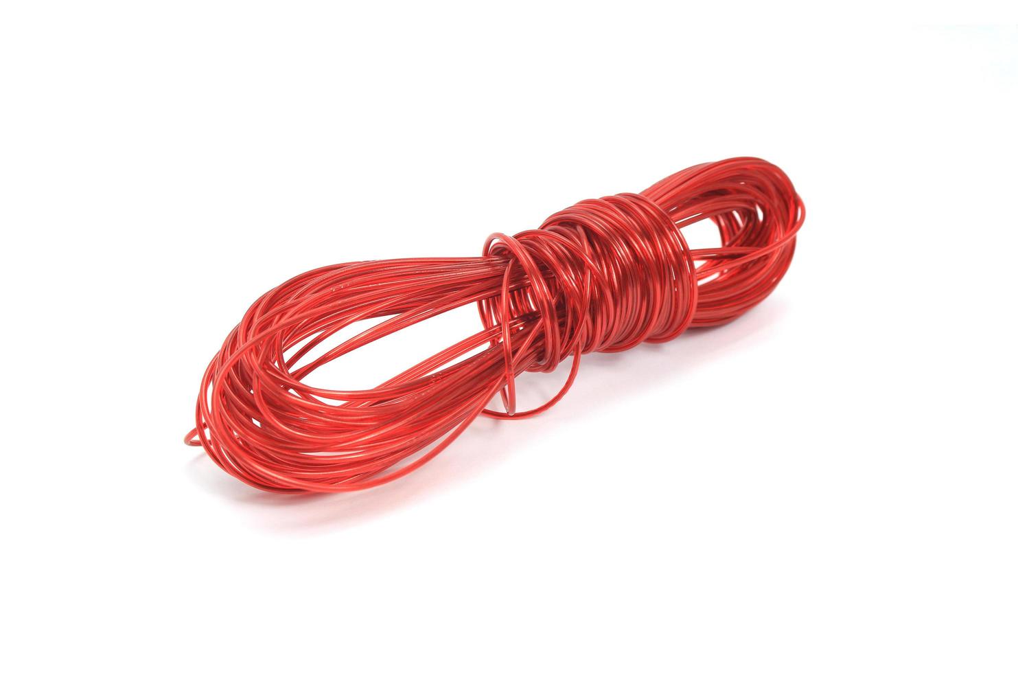 Red rope on white background photo