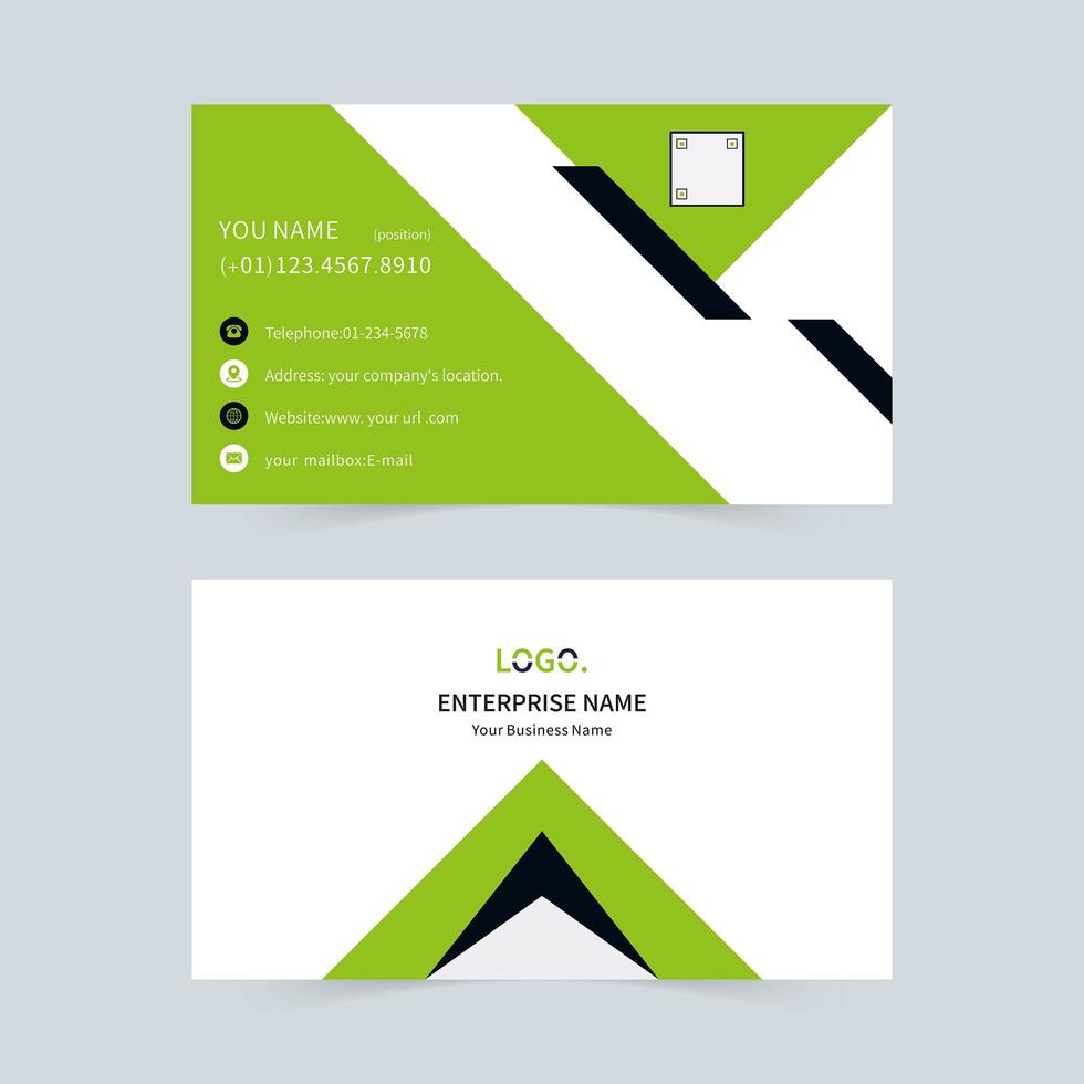 Green geometric minimalist business card template vector