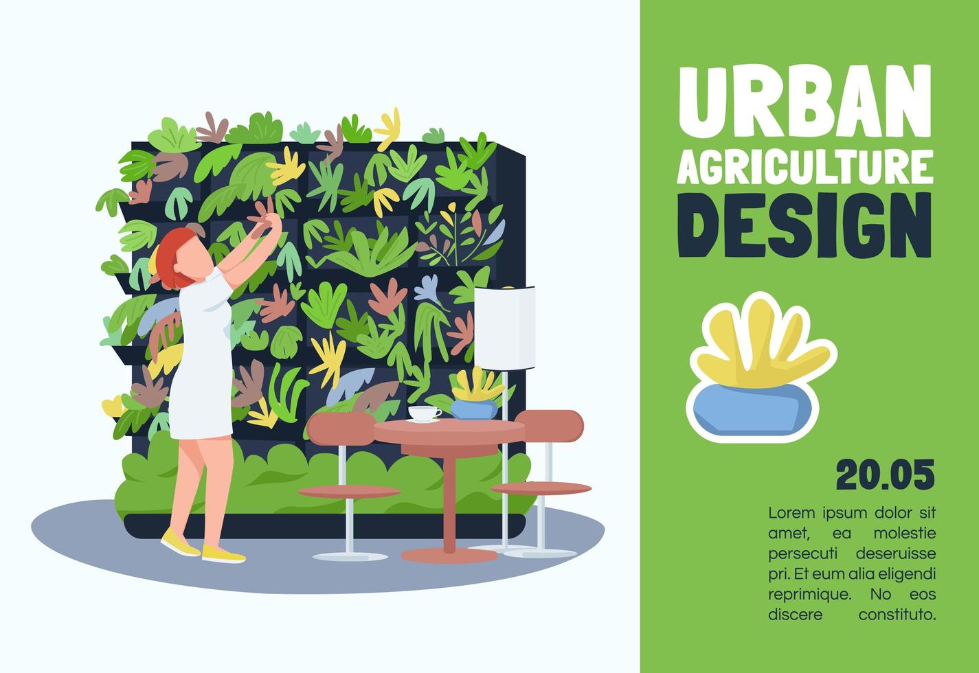 Plantilla de vector plano de banner de diseño de agricultura urbana