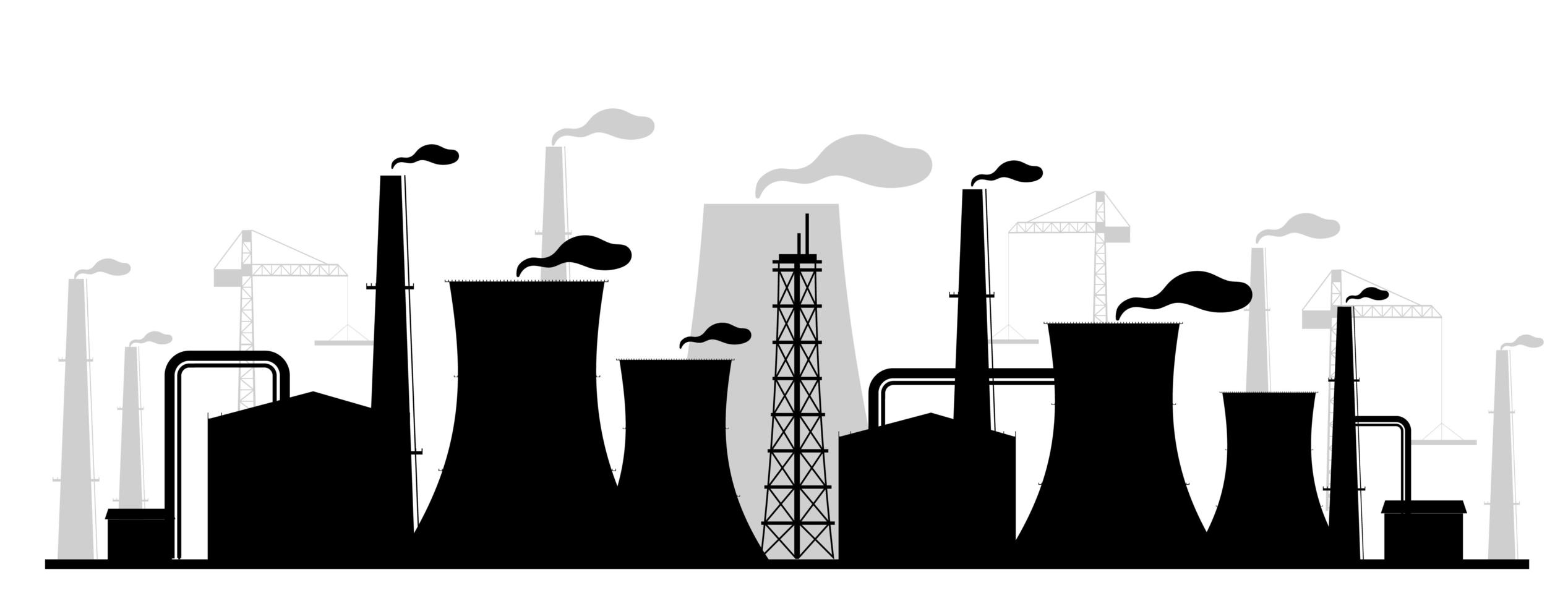 Power plant black silhouette vector illustration