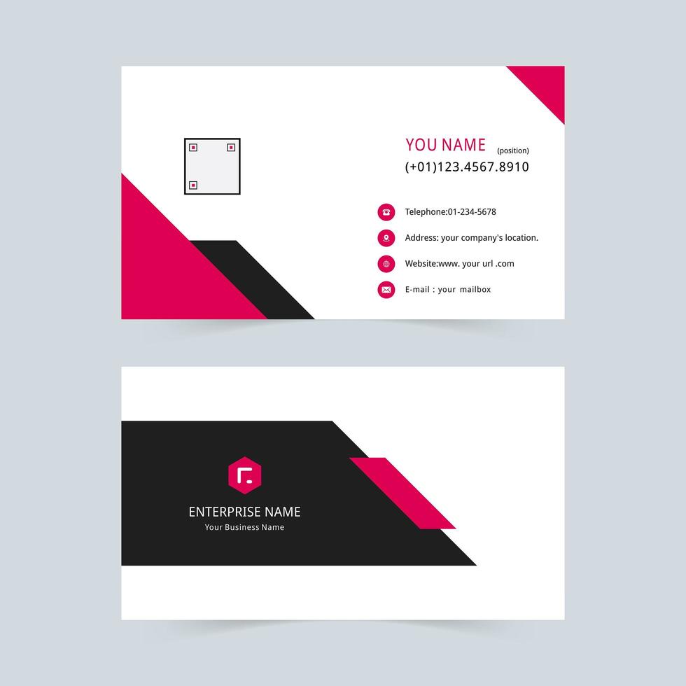 Black and red simple business card vector