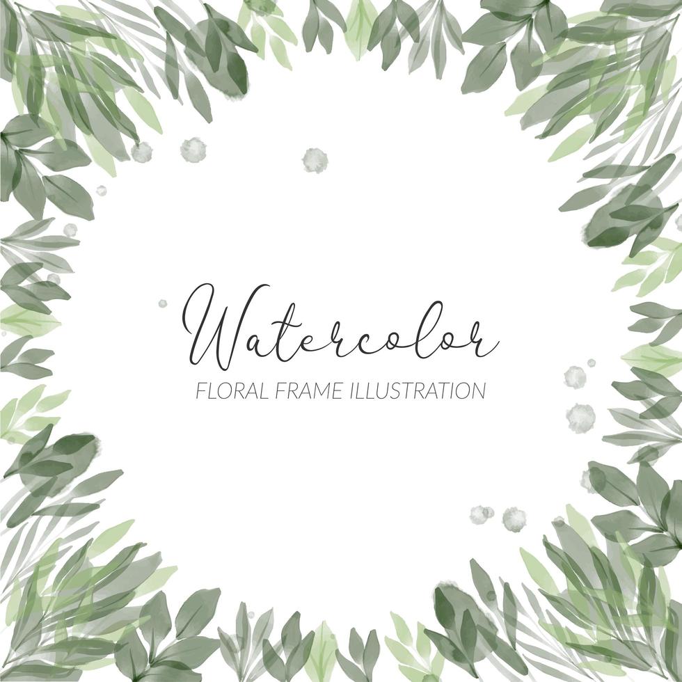watercolor floral frame illustration with foliage leaf vector