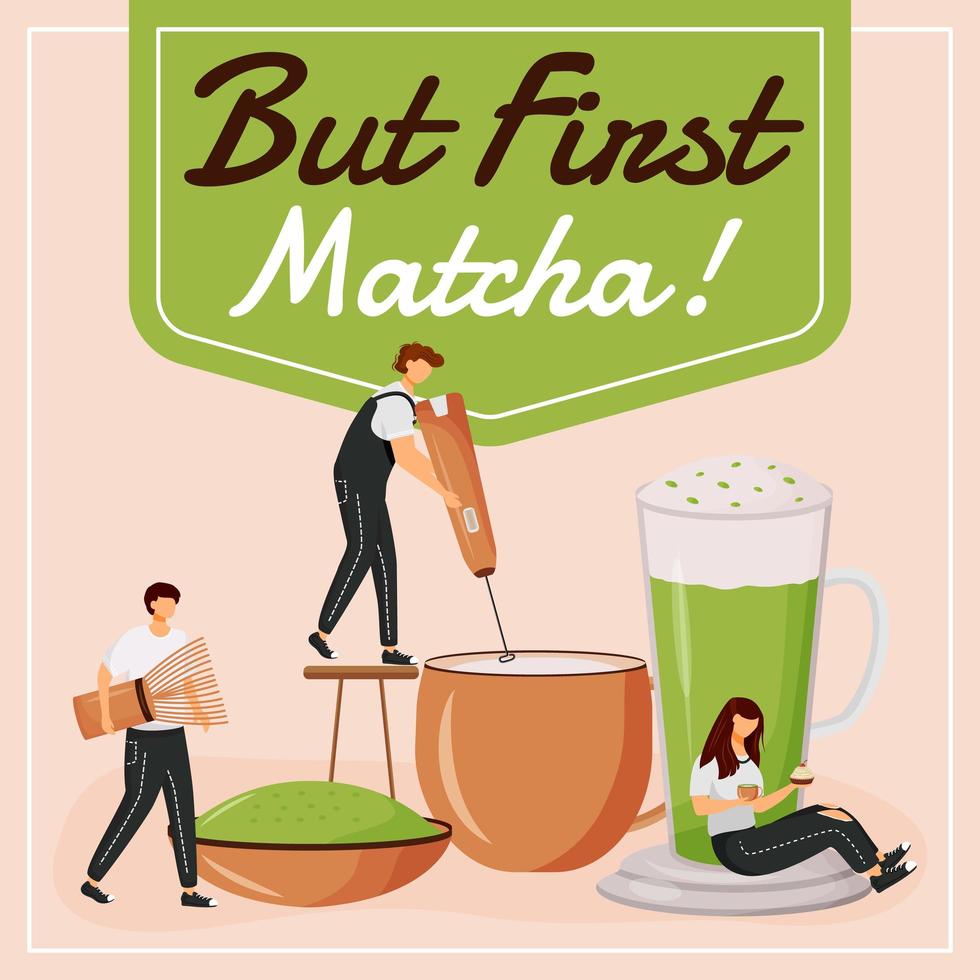 pero la primera maqueta de publicación de redes sociales de matcha vector