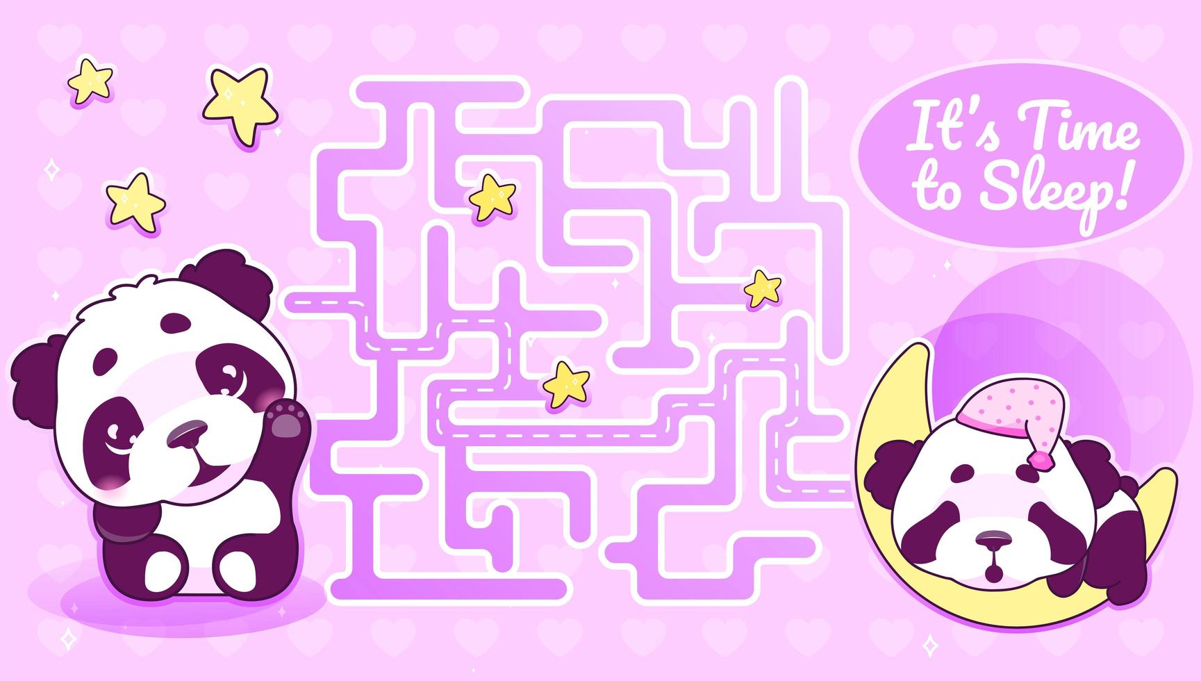 Its time to sleep labyrinth with cartoon character template vector