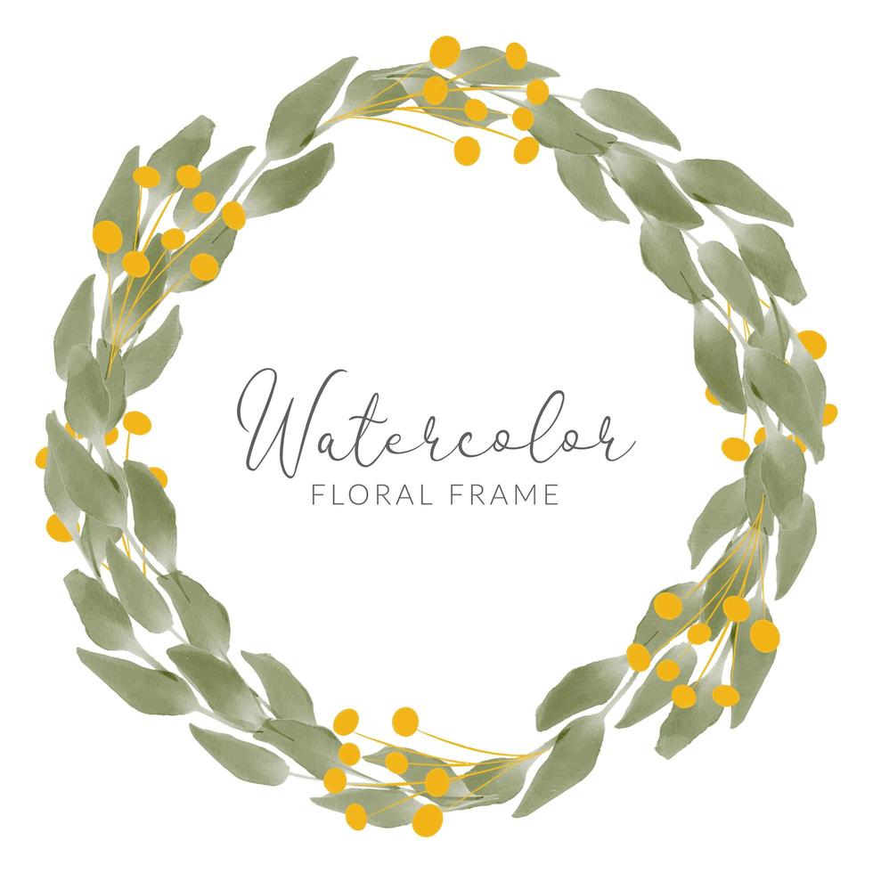 watercolor leaf bouquet with golden leaves wreath vector