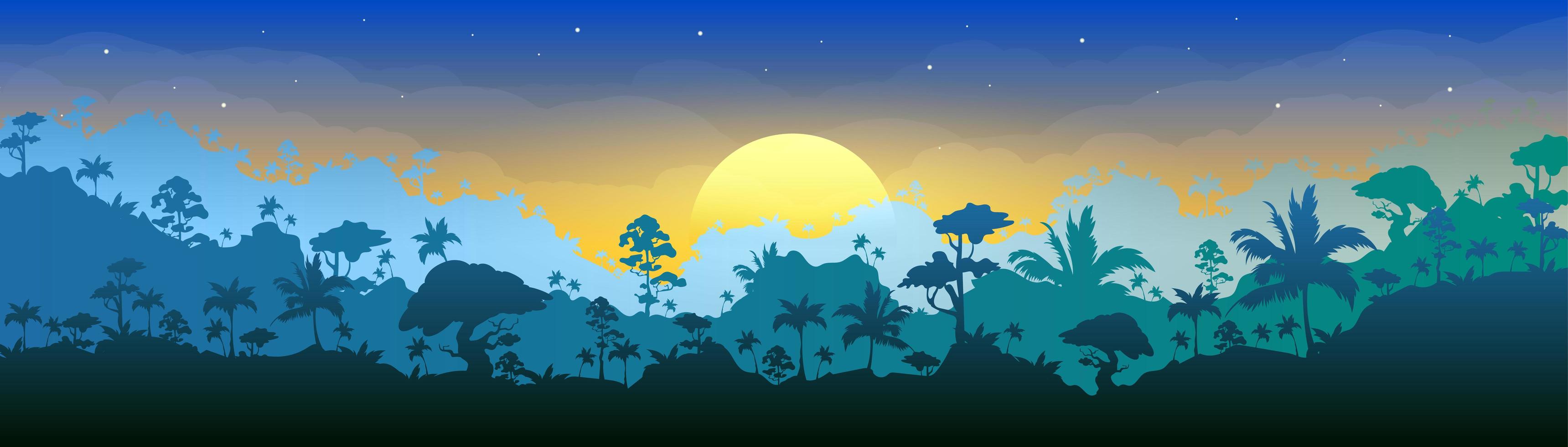 Jungle flat color vector illustration