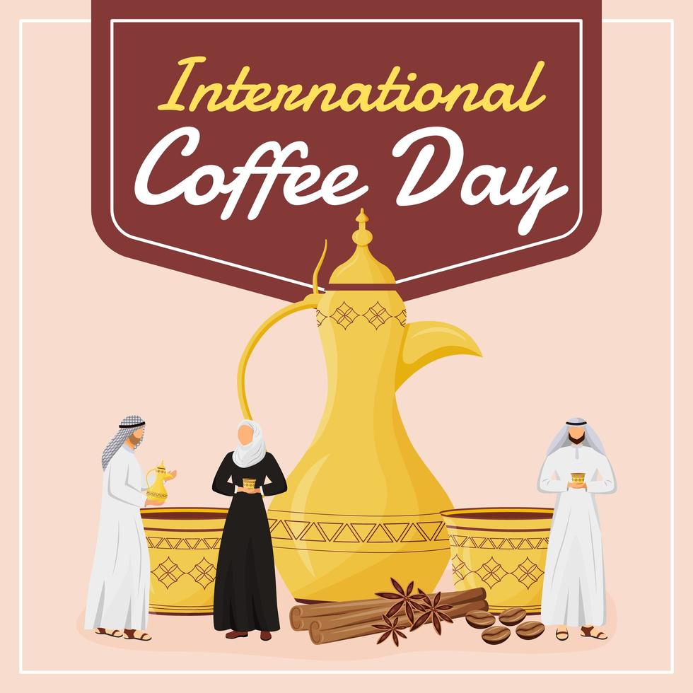 International coffee day social media post mockup vector