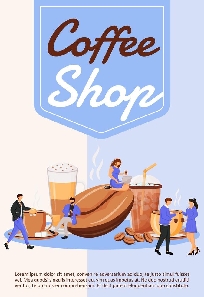 Coffee shop poster flat vector template