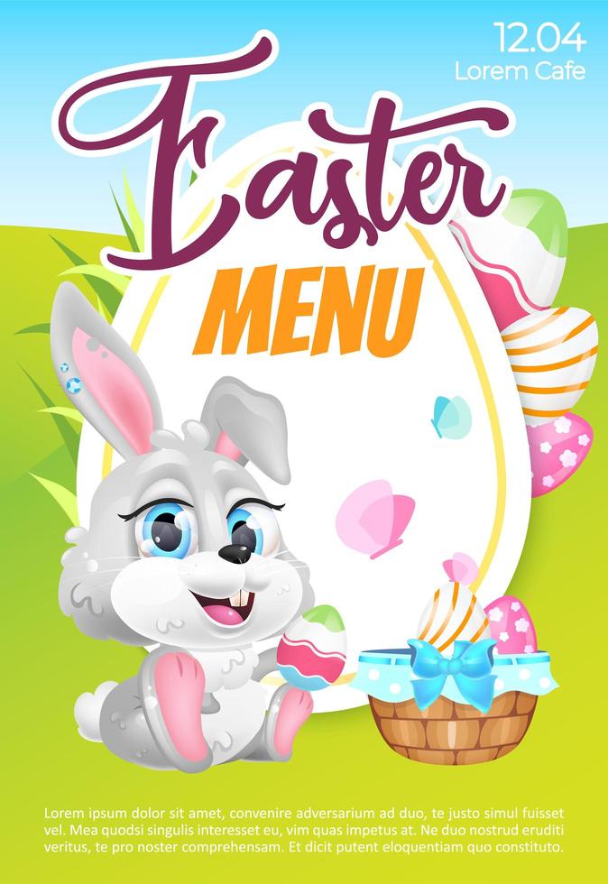 Easter menu poster flat vector template