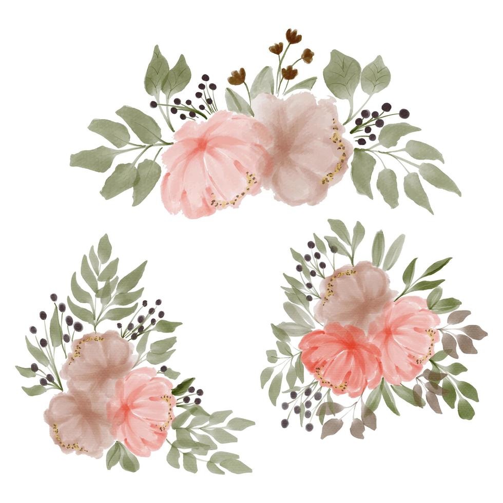 watercolor peony floral arrangement illustration vector