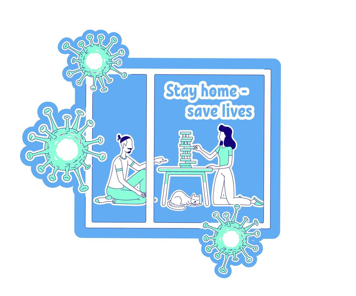 Stay home save lives thin line concept vector illustration