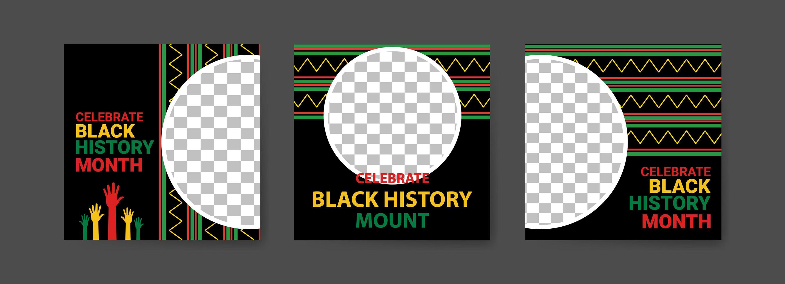 colección de publicaciones en redes sociales del mes de la historia negra. celebrando el mes de la historia negra. vector