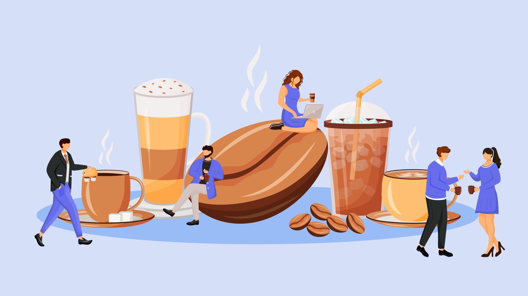 Ilustración de vector de concepto plano de cultura de café