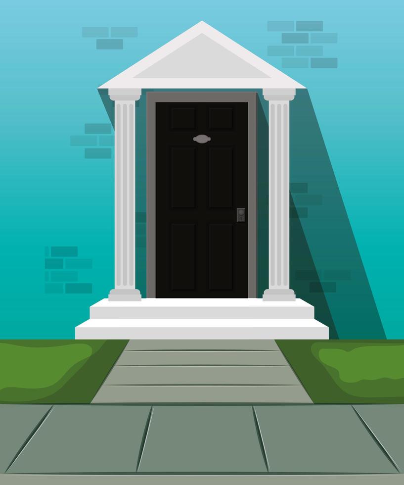 door house front isolated icon vector