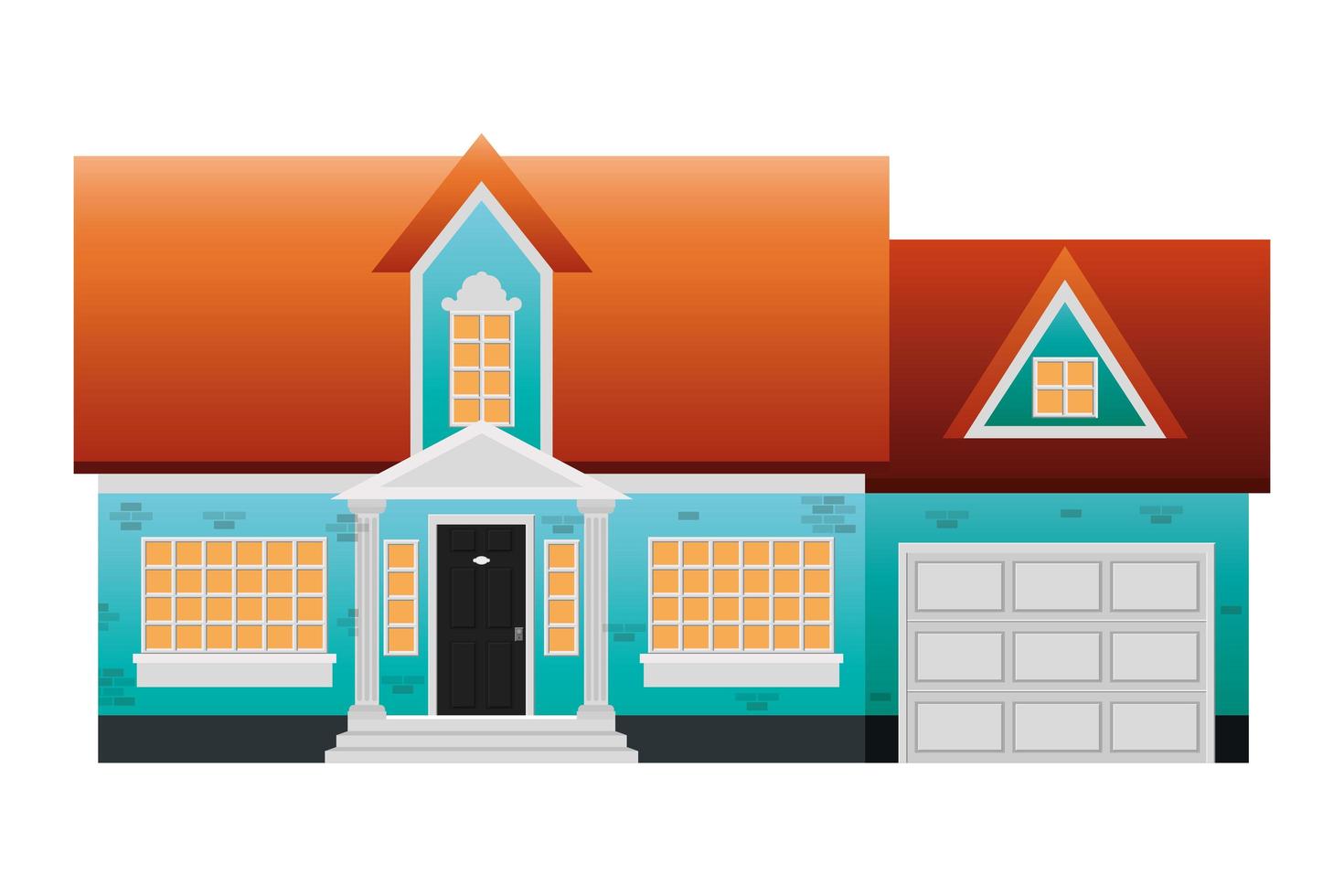 house front facade scene icon vector