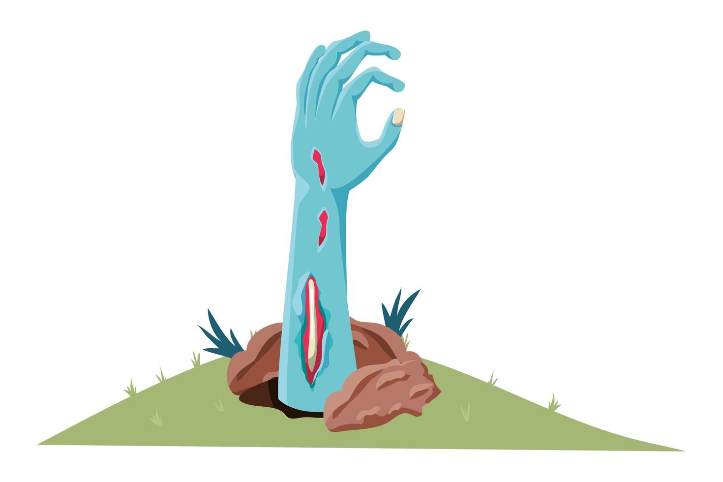 zombie hand coming out of the ground vector