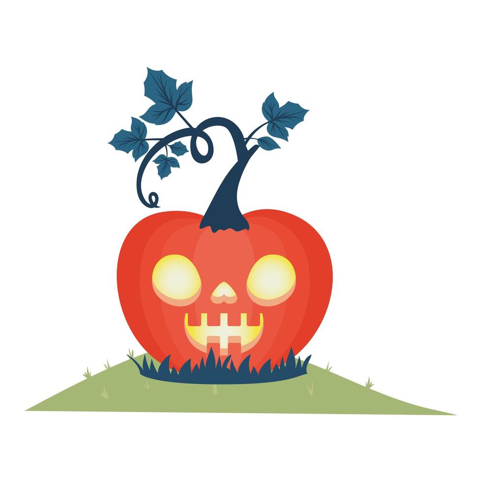 halloween pumpkin with dark face lamp vector