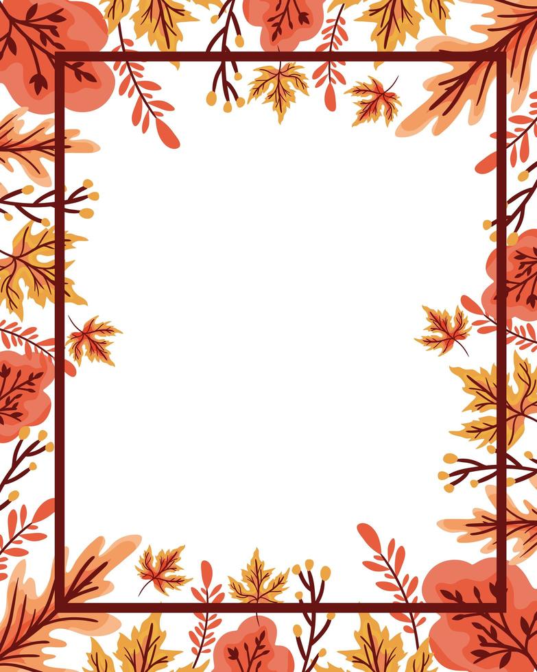 autumn leafs plant seasonal frame vector
