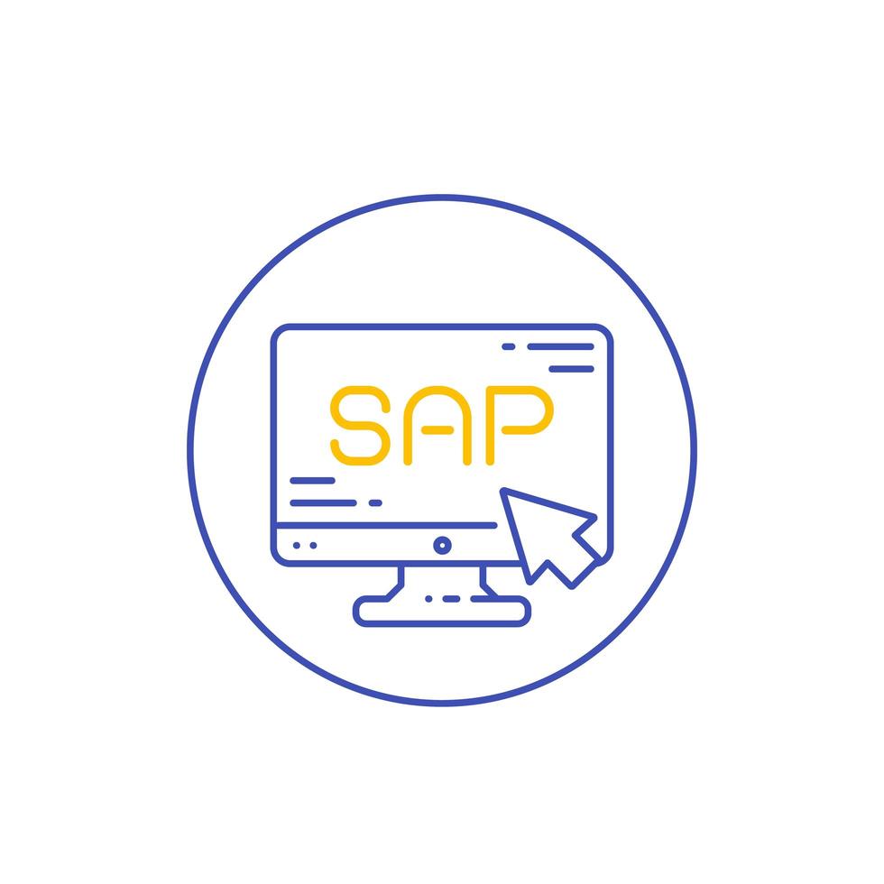 sap, icono de línea de vector de software de planificación empresarial