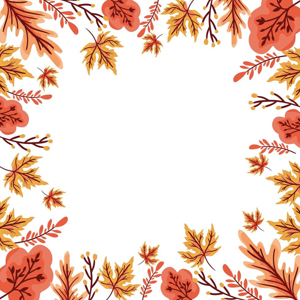 autumn leafs plant seasonal frame vector