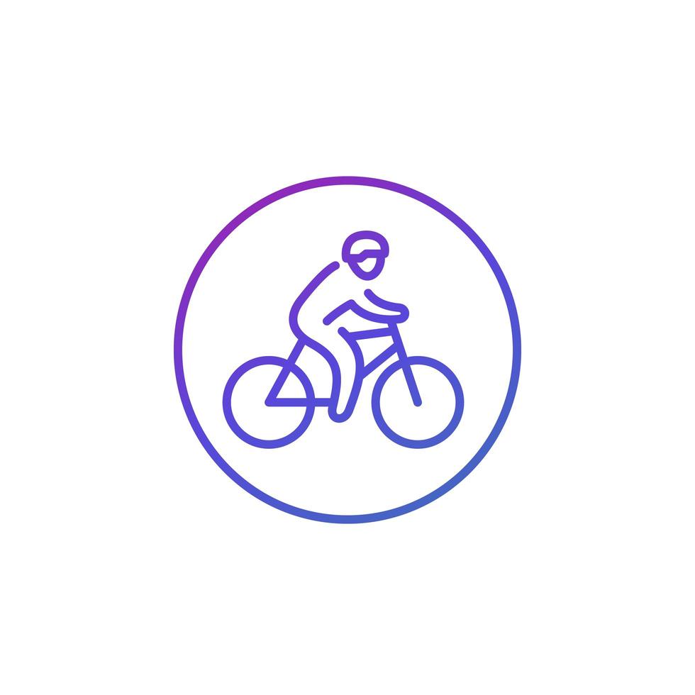 cyclist line icon on white vector