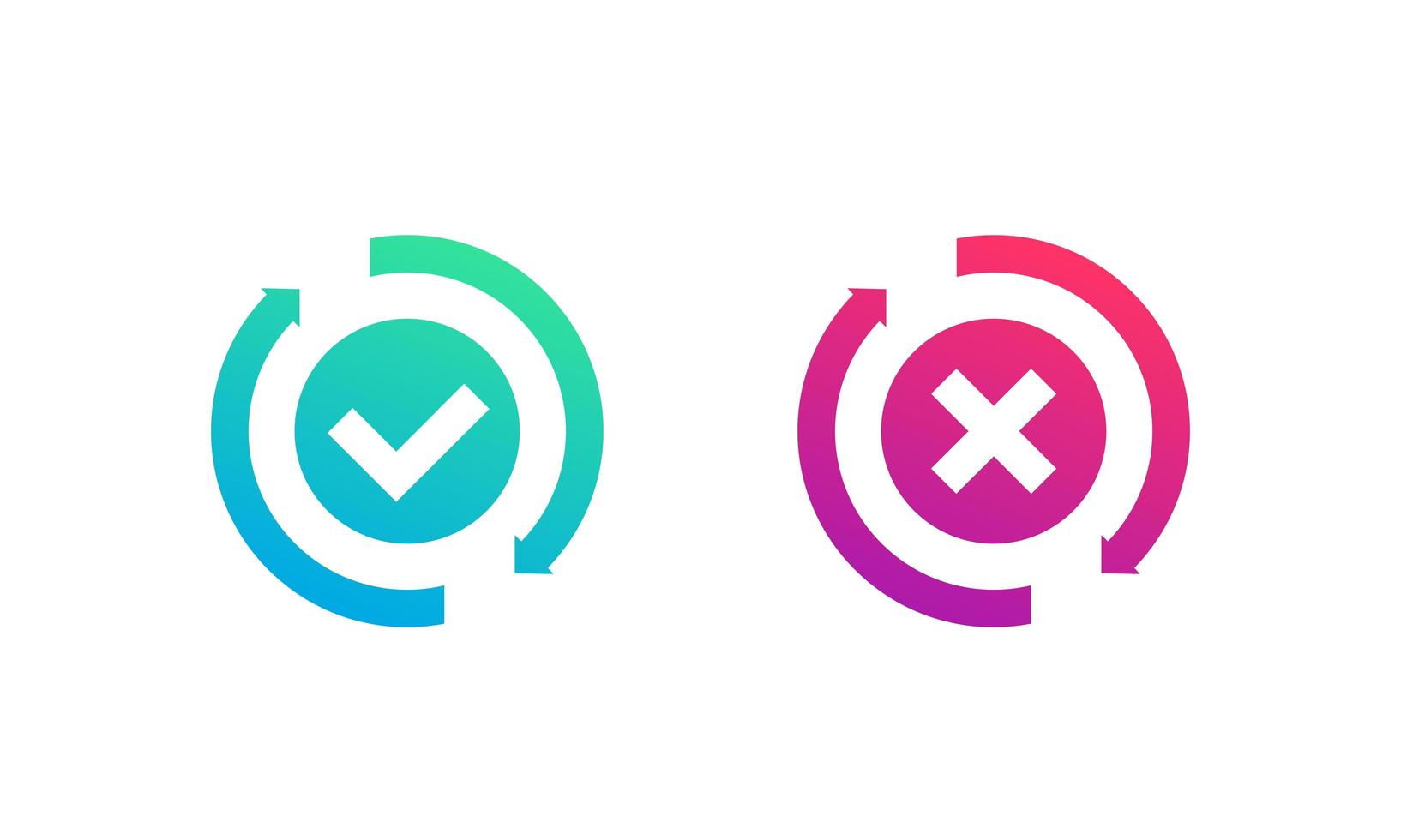 exchange, convertation completed or failed icon with checkmark vector
