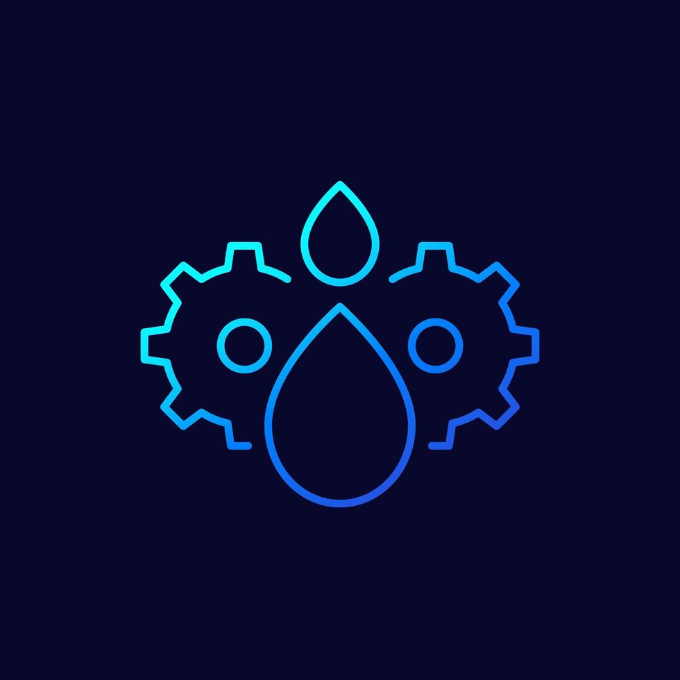 oil drops and gear line vector icon