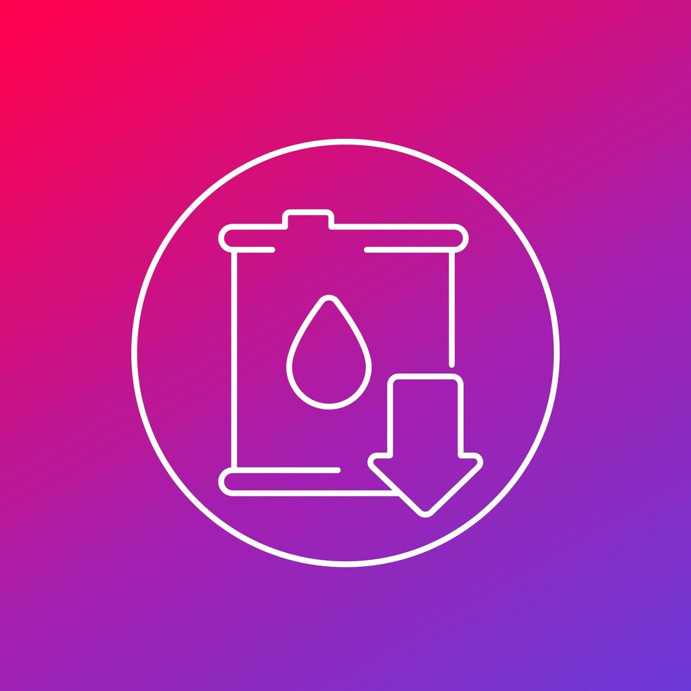 oil price drop or reduction linear icon vector