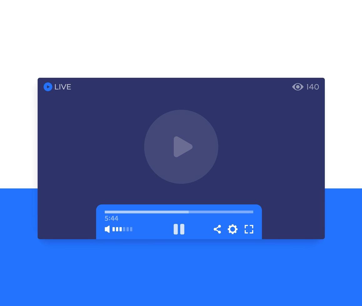 LIVE streaming video player, vector ui design